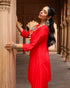 Scarlet Red Asymmetrical Set with Cowl Pants
